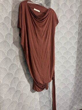 Liviana Conti Rust-Brown Draped Top with wrap around sash detail